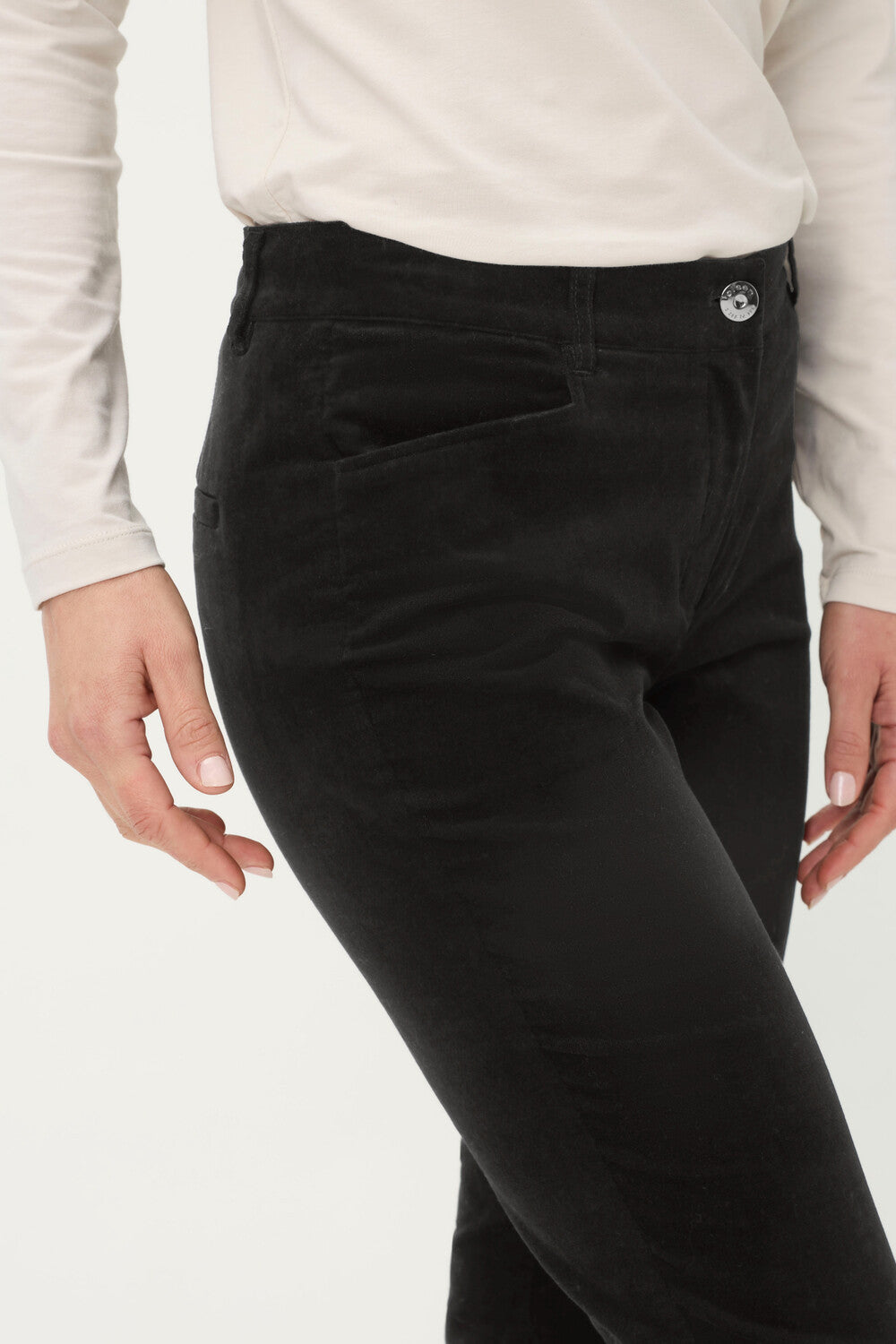 Black Cropped Velvet Trousers