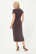 Load image into Gallery viewer, Wine Sparkly Midi Dress
