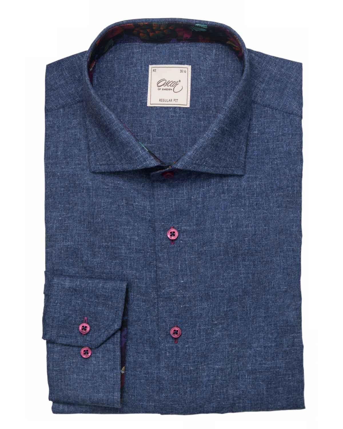 Blue Brushed Cotton Shirt