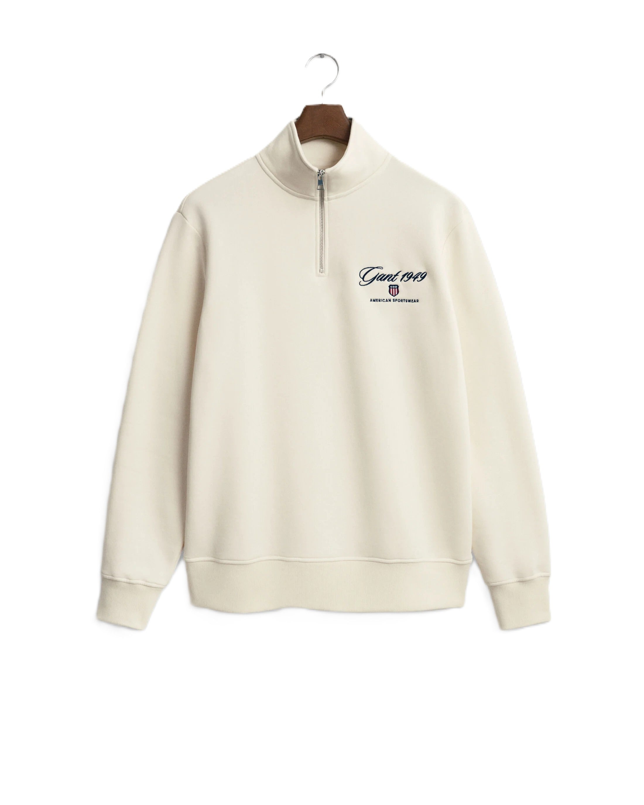 White Graphic Half Zip Sweatshirt