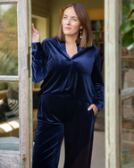 Load image into Gallery viewer, Navy Velvet Trouser

