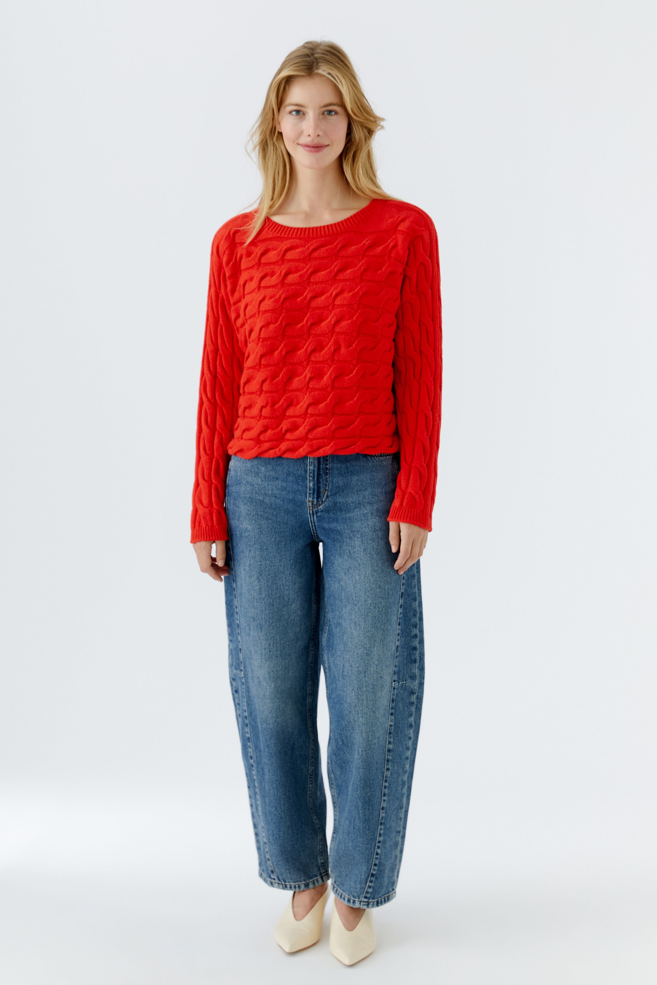 Red Cable Knit Jumper