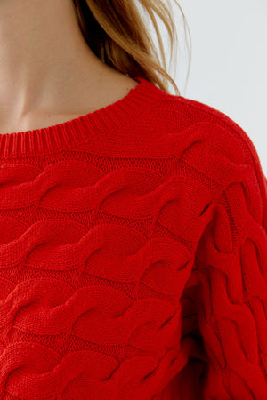 Red Cable Knit Jumper