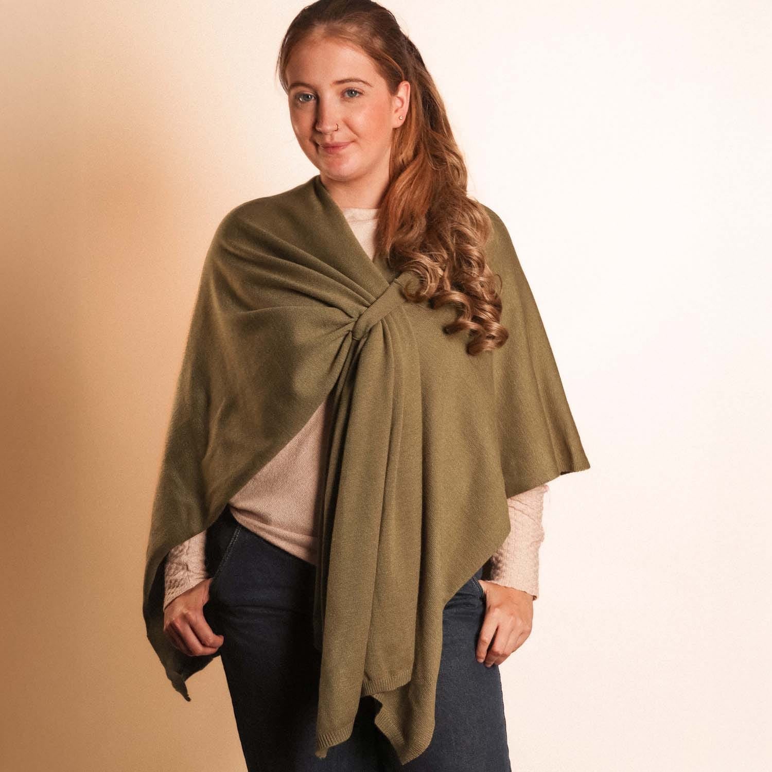 Olive Pull Through Poncho