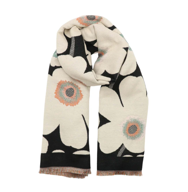 Black Winter Daisy Scarf