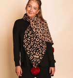 Load image into Gallery viewer, Pom Pom Animal Print Scarf

