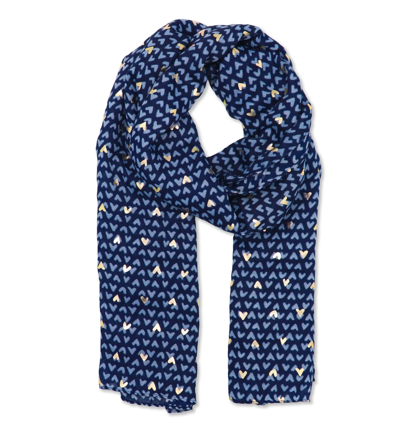 Navy Hearts Scarf