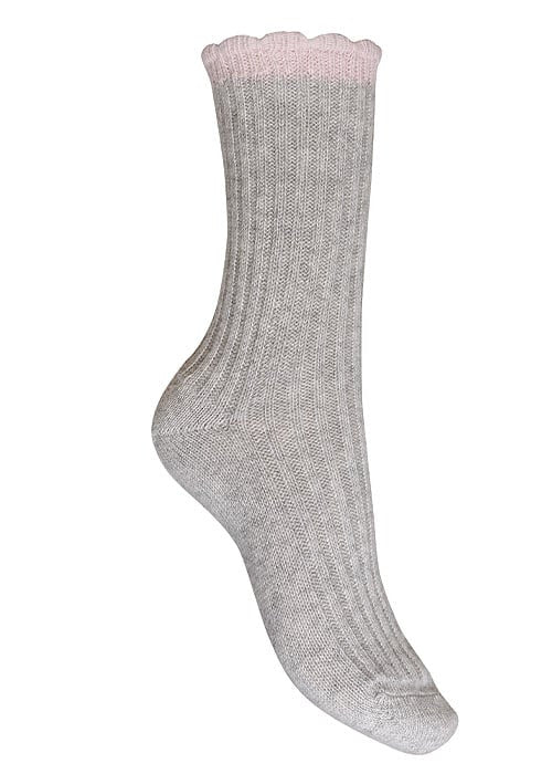 Grey Cashmere Scallop Socks