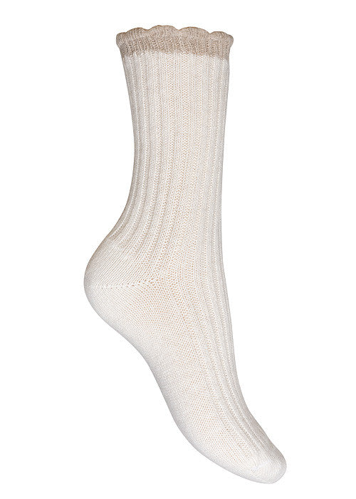 Cream Cashmere Scallop Socks