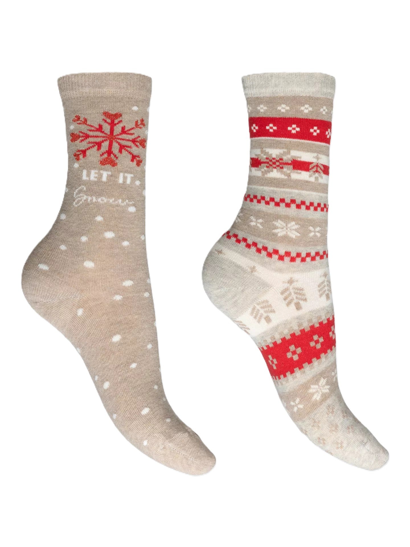 Beige Let It Snow Socks