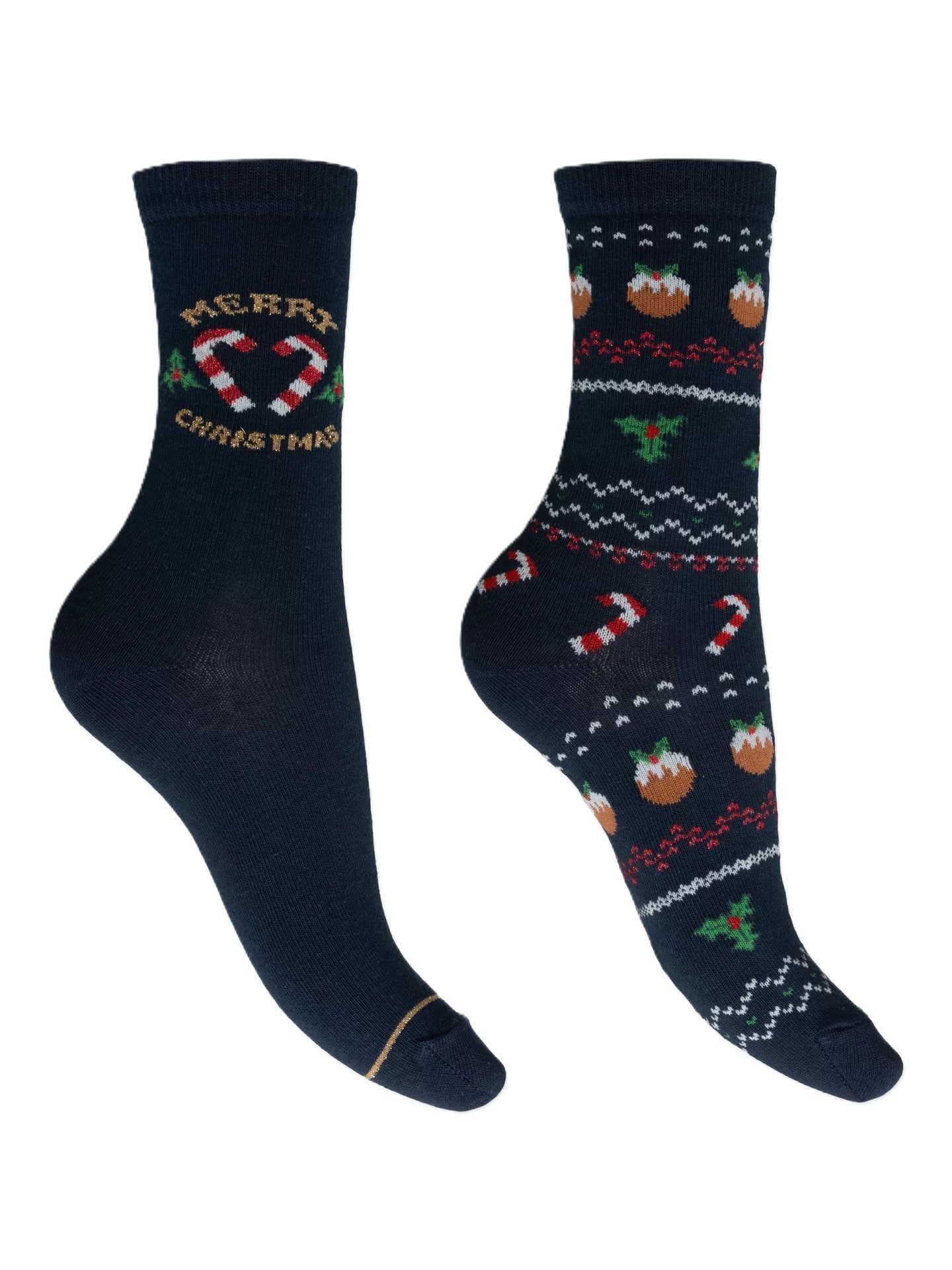 Navy Candy Cane Socks