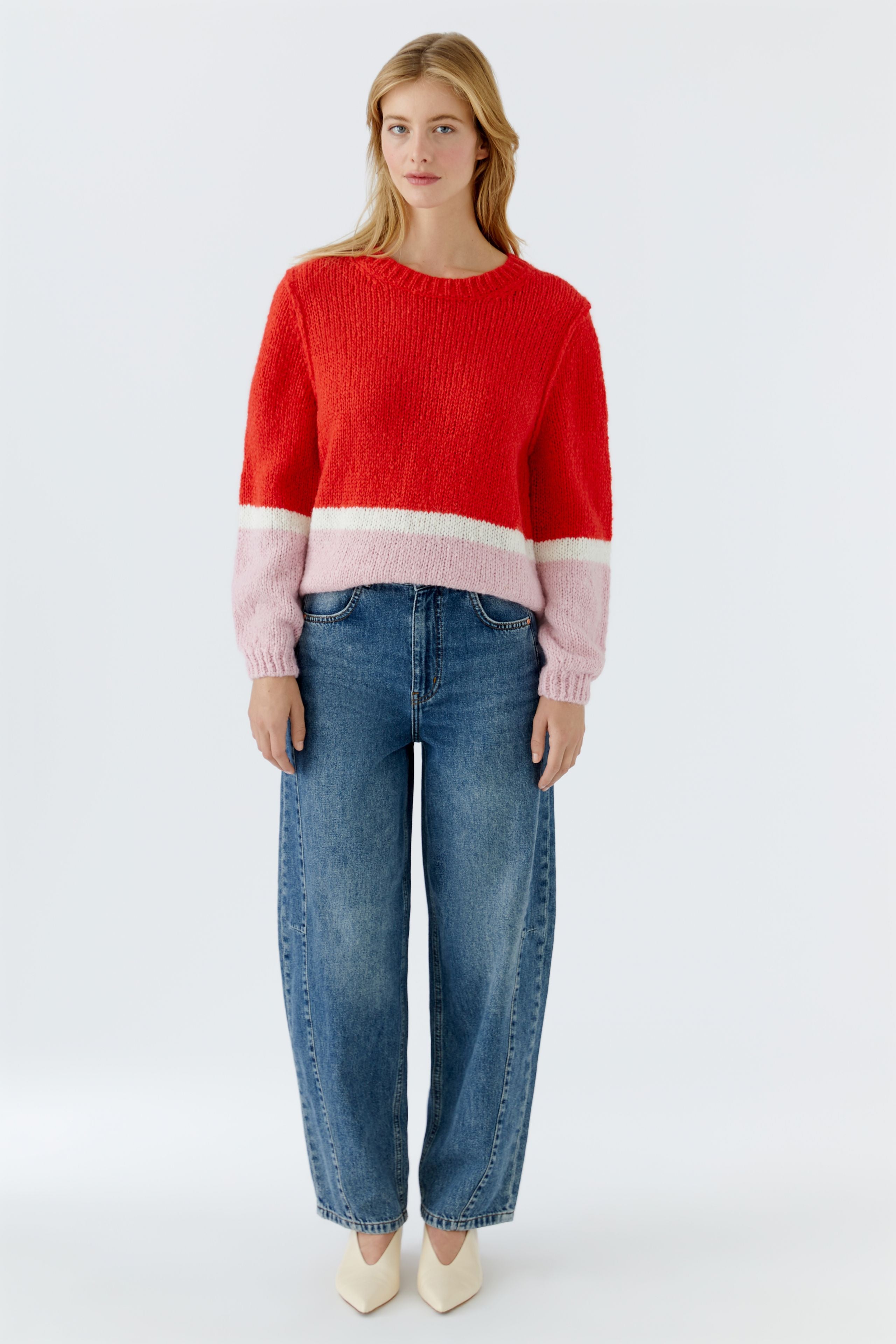 Red Colorblock Sweater