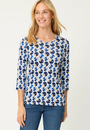 Blue Geometric Printed Top