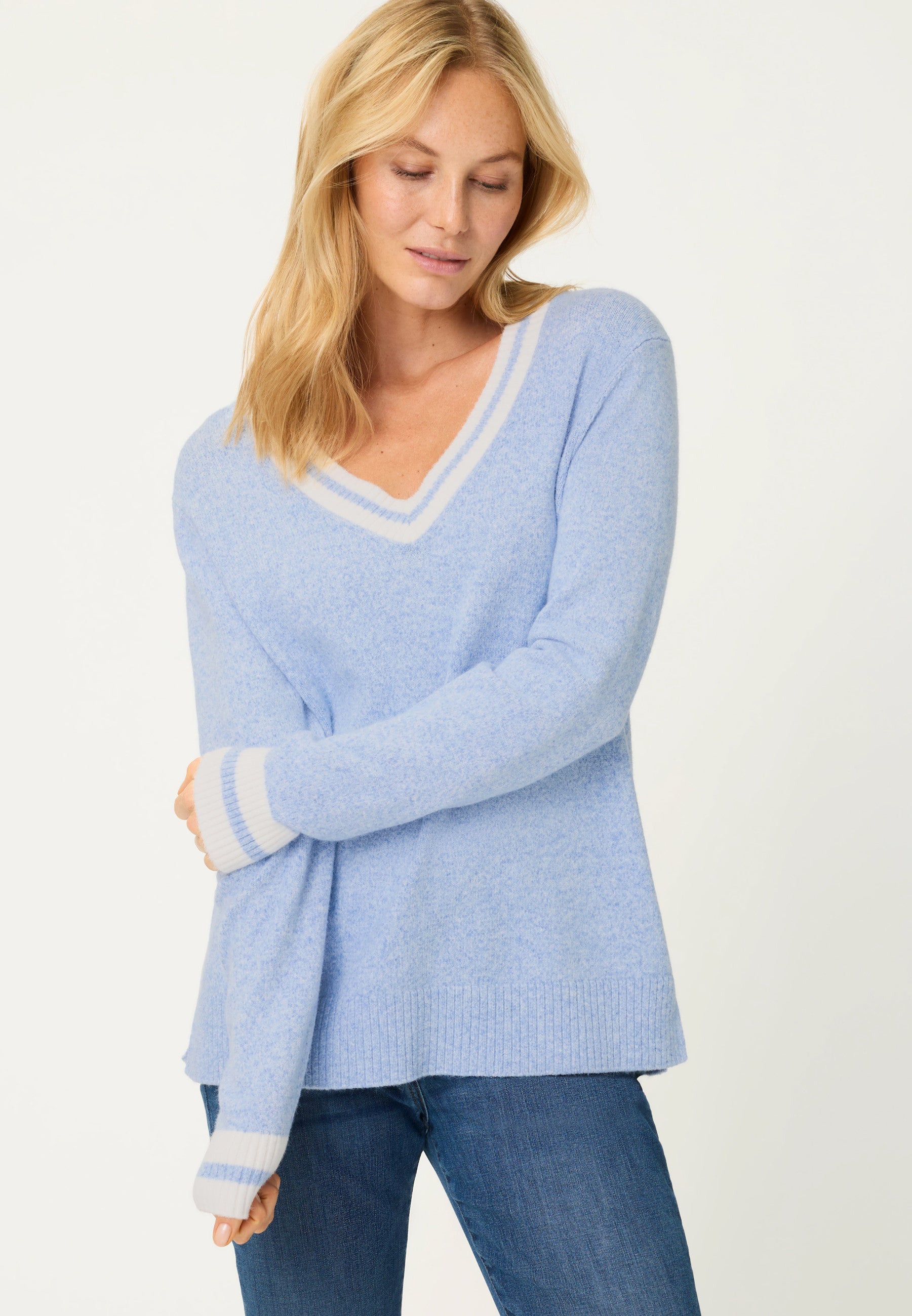 Blue V-Neck Sweater
