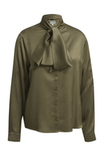 Load image into Gallery viewer, Khaki Bow Tie Blouse
