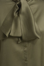 Load image into Gallery viewer, Khaki Bow Tie Blouse
