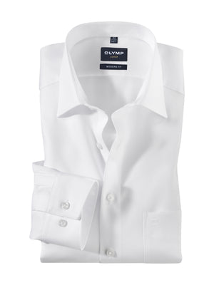 White Modern Fit Textured Shirt