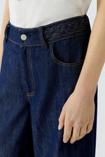 Load image into Gallery viewer, Blue Braided Waist Jeans

