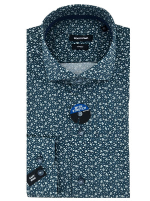 Dark Blue Neat Print Shirt