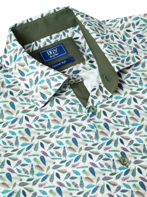 Multicoloured Feathers Print Shirt