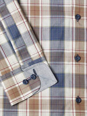 Brown Multi Check Print Shirt