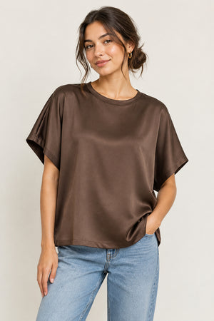 Chocolate Satin Finish Boxy T-Shirt