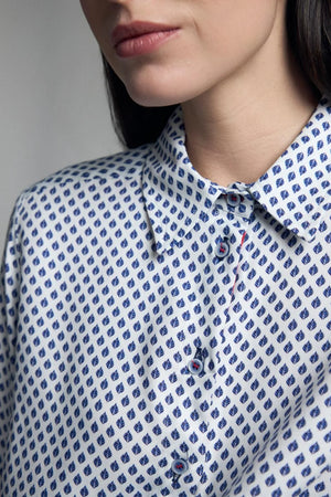 Navy Botanical Print Shirt