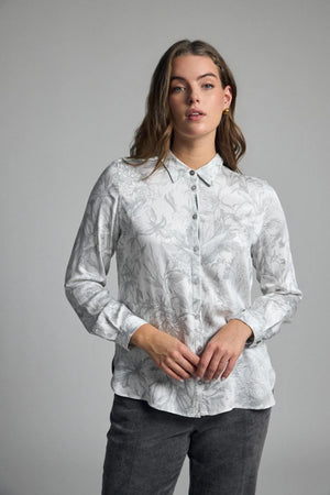 Grey Floral Print Shirt