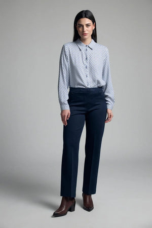 Navy Stretchy Knit Trousers