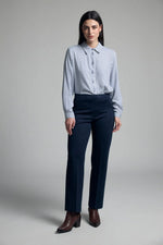 Load image into Gallery viewer, Navy Stretchy Knit Trousers
