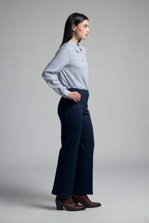 Navy Stretchy Knit Trousers