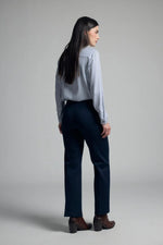 Load image into Gallery viewer, Navy Stretchy Knit Trousers
