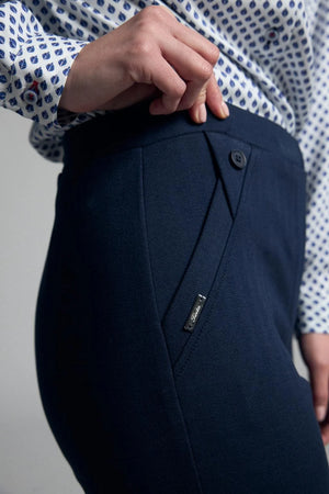 Navy Stretchy Knit Trousers