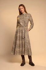 Load image into Gallery viewer, Camel Houndstooth Printed Dress
