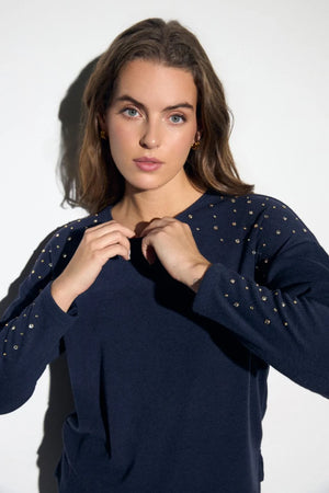 Navy Metallic Applique Detail Jumper