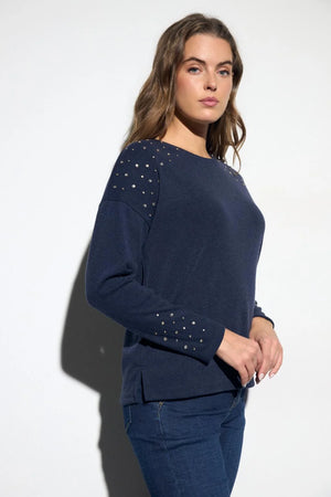 Navy Metallic Applique Detail Jumper