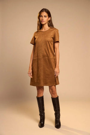 Camel Faux Suede Dress
