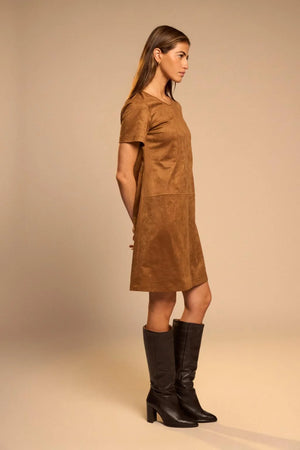 Camel Faux Suede Dress