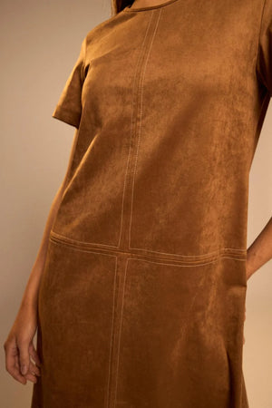 Camel Faux Suede Dress