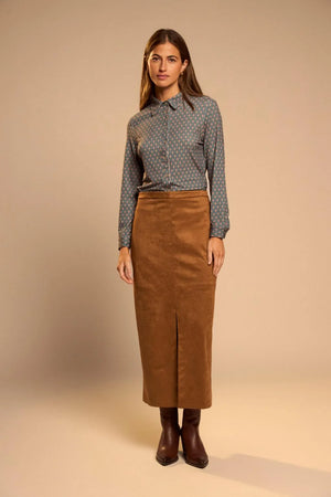 Camel Faux Suede Skirt