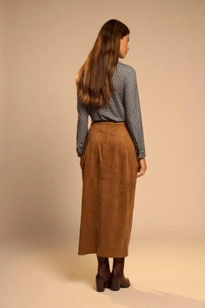Camel Faux Suede Skirt