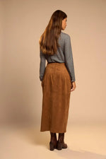 Load image into Gallery viewer, Camel Faux Suede Skirt
