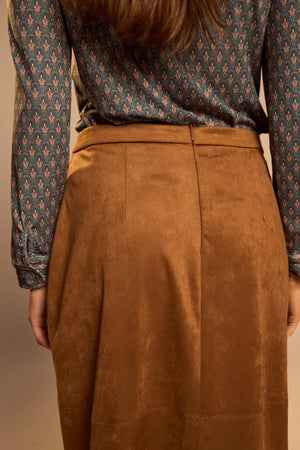 Camel Faux Suede Skirt