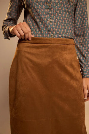 Camel Faux Suede Skirt