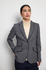 Load image into Gallery viewer, Navy Houndstooth Jacket
