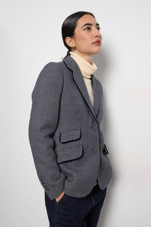 Navy Houndstooth Jacket