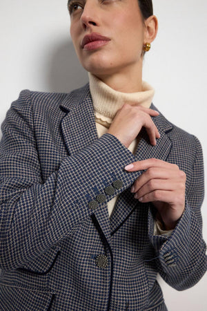 Navy Houndstooth Jacket