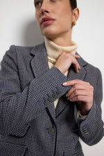 Load image into Gallery viewer, Navy Houndstooth Jacket
