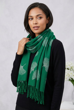 Green Ginkgo Leaf Scarf
