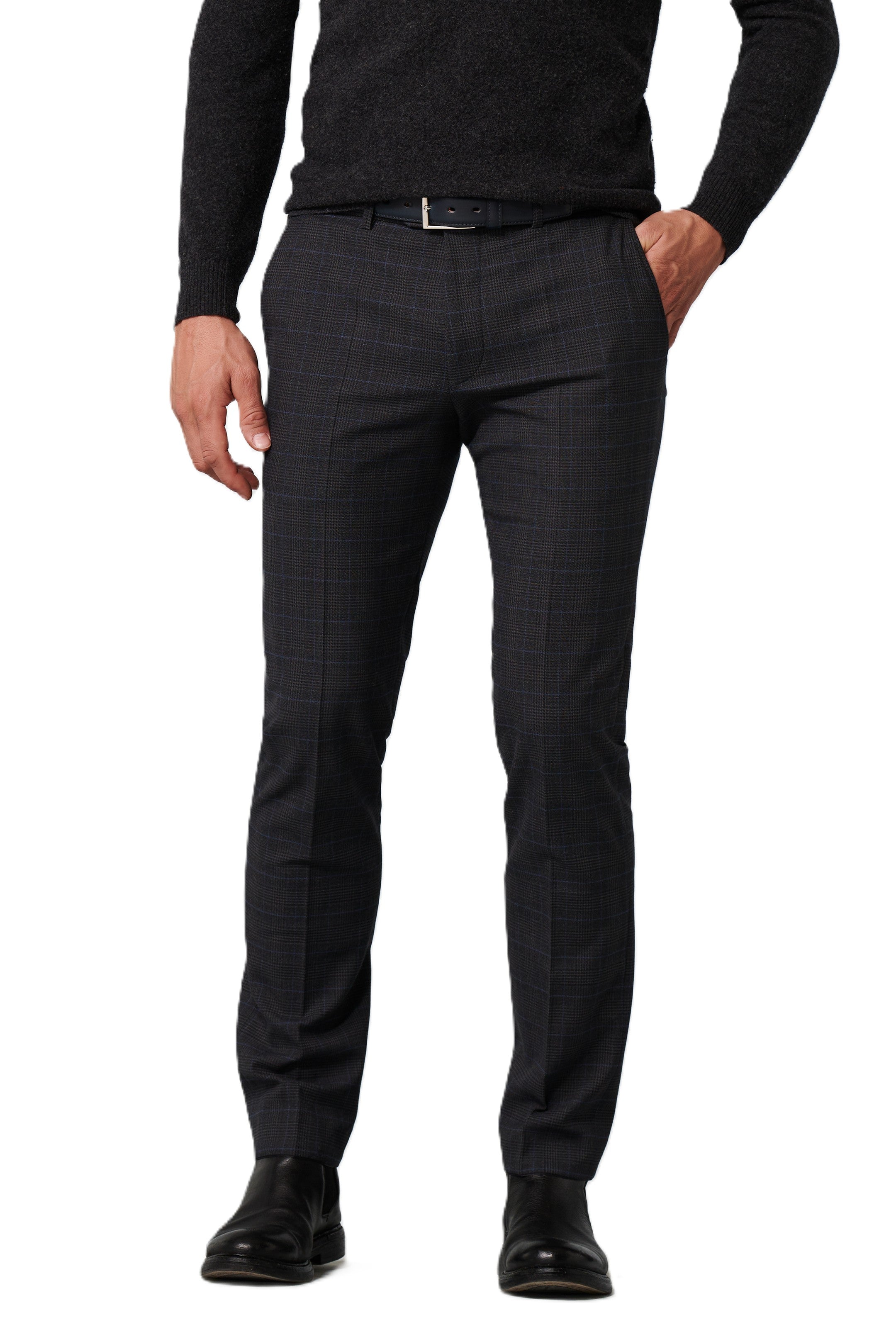 Grey Check Trousers Short Leg
